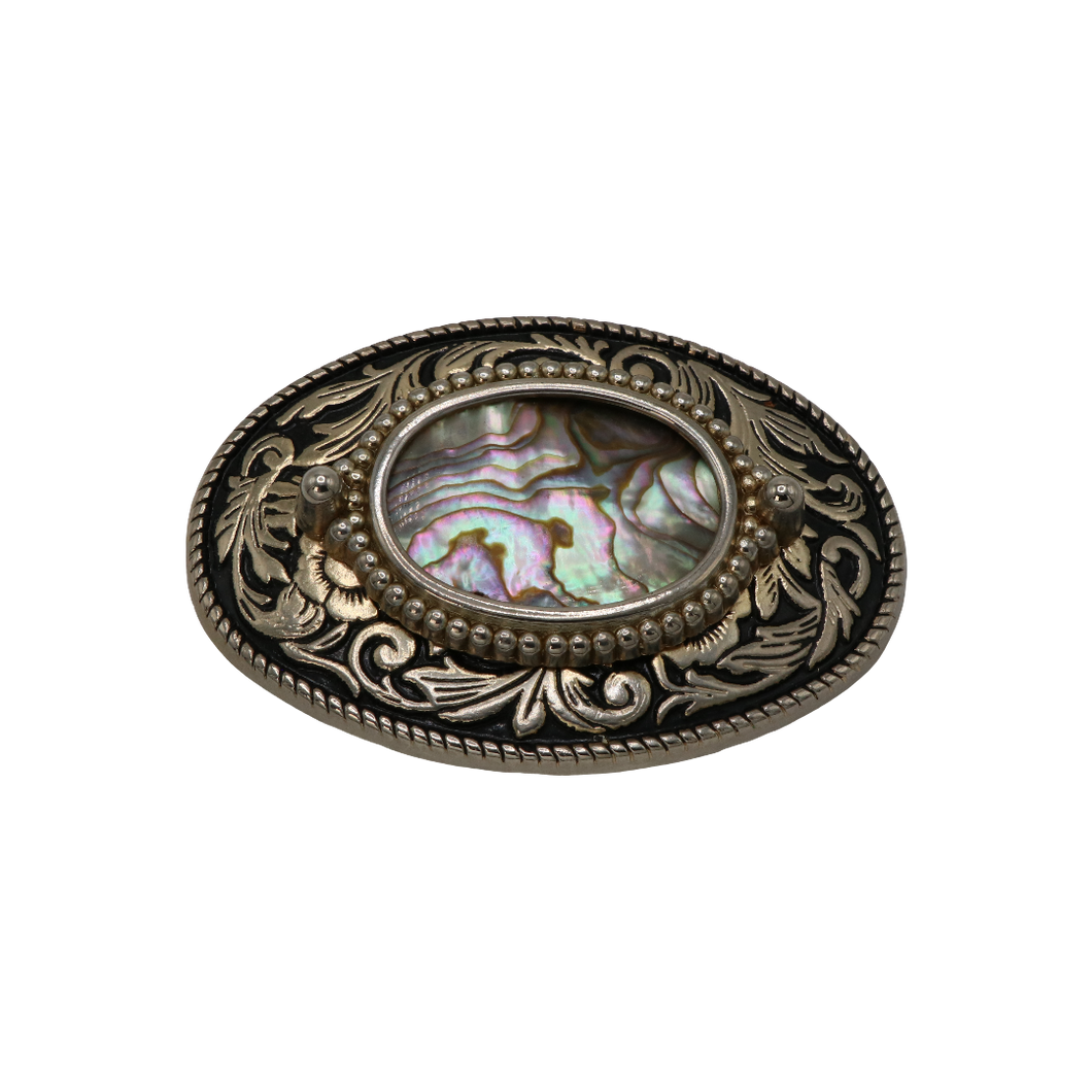 Black & Gold Abalone Belt Buckle
