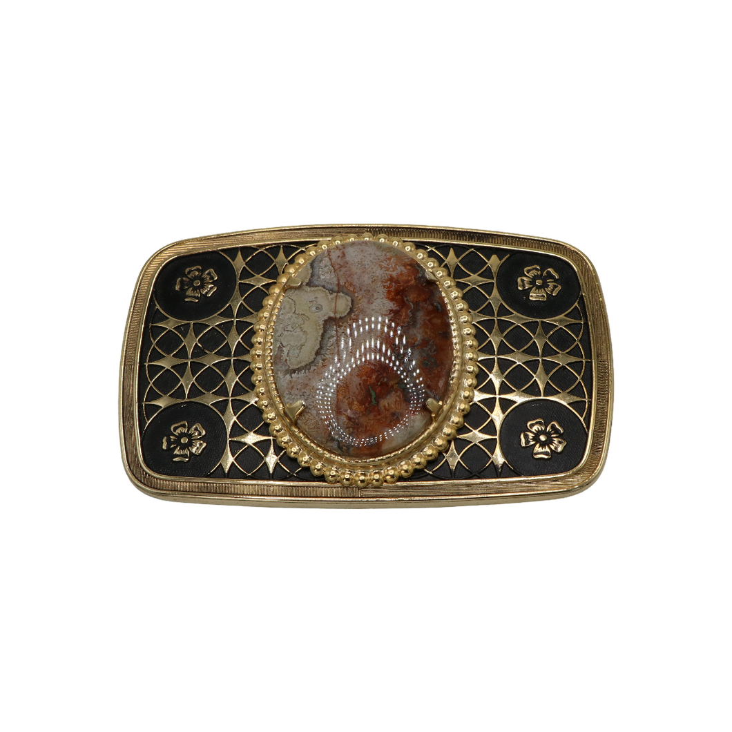 Black & Gold Agate Belt Buckle