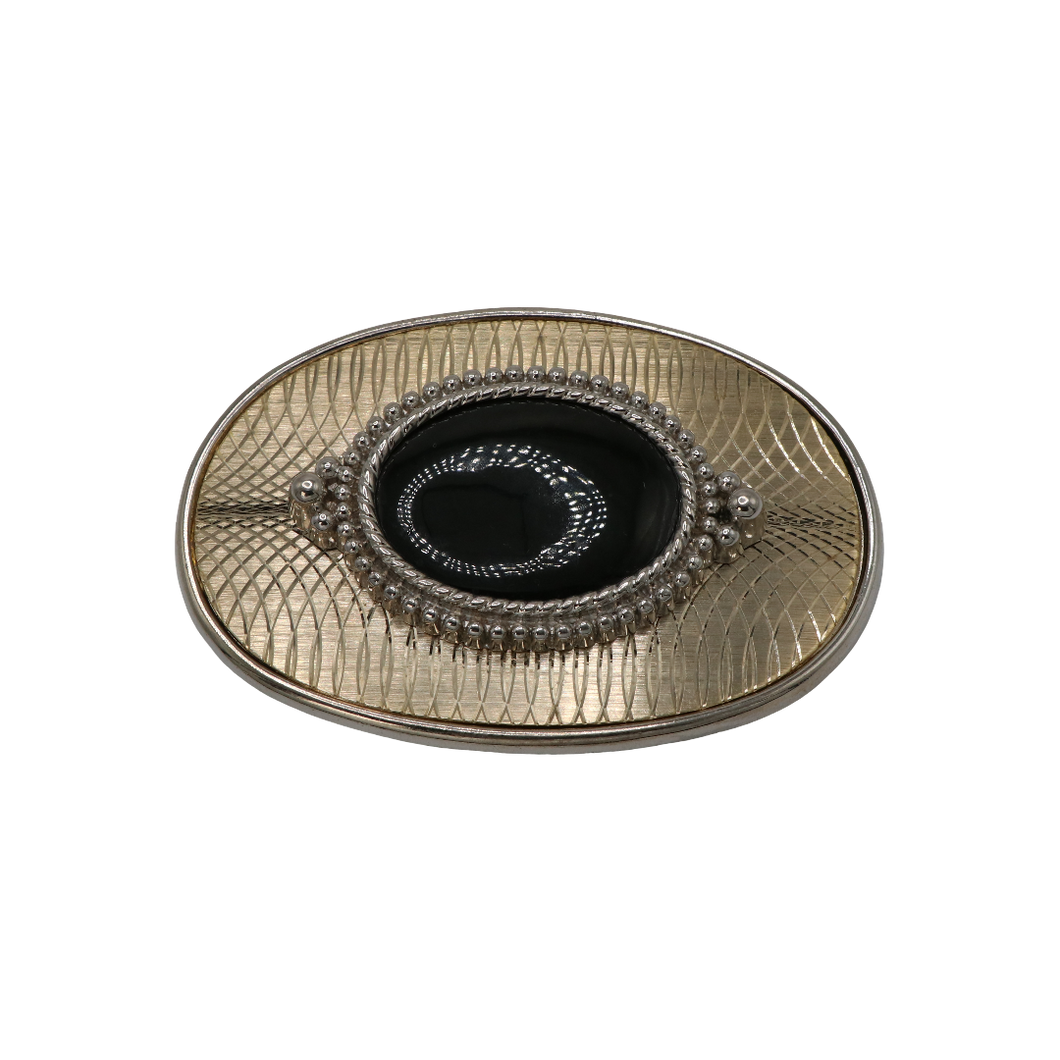 Gold & Dark Green Agate Belt Buckle