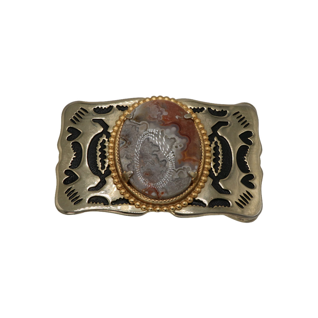 Gold & Black Agate Belt Buckle