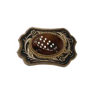 Gold & Black Agate Belt Buckle