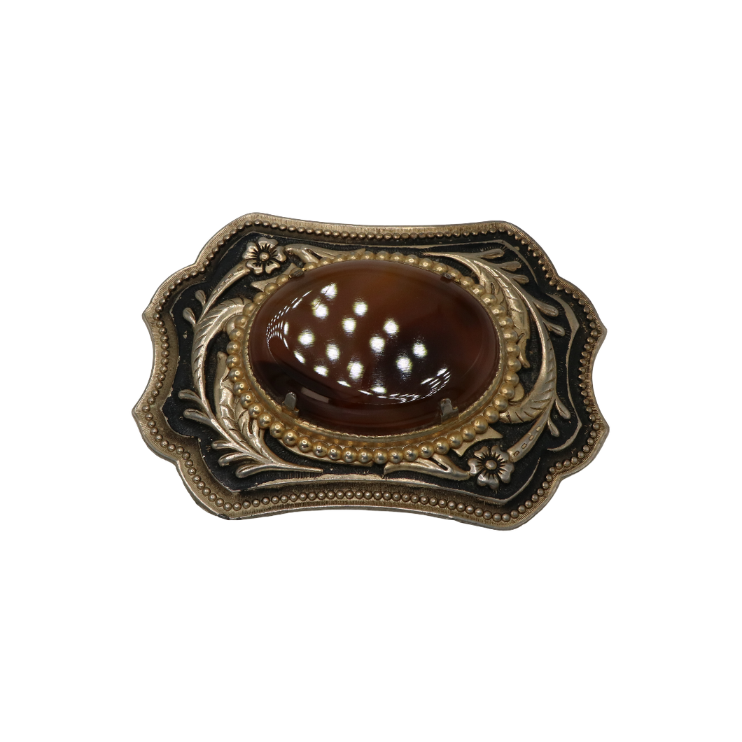 Gold & Black Agate Belt Buckle