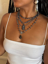 Load image into Gallery viewer, Labradorite &amp; Peacock Pearl Angel Drop Necklace
