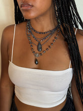 Load image into Gallery viewer, Labradorite &amp; Peacock Pearl Angel Drop Necklace
