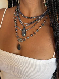 Iolite & Black CZ Necklace